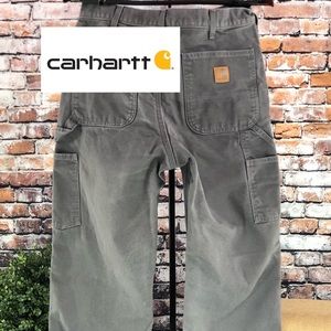 👖 Carhartt Flannel Lined Grey Dungaree Work Pants